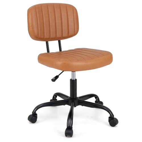 HOMASIS Ergonomischer Bürostuhl mit Rollen, Schreibtischstuhl aus Kunstleder mit verstellbarer Höhe, drehbarer und bequemer Sessel für Studio, Spiele, Tragkraft 125 kg von HOMASIS