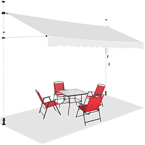 HOMASIS Klemmmarkise 150/200/250/300/350/400cm, höhenverstellbarer Sonnenschutz, Markise Balkon ohne Bohren, Balkonmarkise mit Handkurbel, UV-Schutz, Gelenkarmmarkise für Außenbereiche (Beige+4 m) von HOMASIS