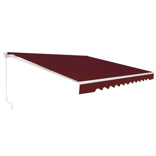 HOMASIS Markise mit Handkurbel, einziehbare Gelenkarmmarkise Sonnenschutz, Balkonmarkise mit UV- & Regenschutz, 5-35° Winkel einstellbar Sonnenmarkise für Balkon Terrasse Garten (3x2,5m, Weinrot) von HOMASIS