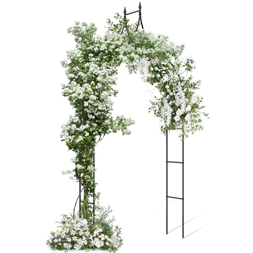 HOMASIS Rosenbogen Metall, Gartenbogen für Rosen Blumen & Kletterpflanzen, Torbogen Rankhilfe Rankgitter Rankbogen für Hochzeit Garten Party, Pergola Rosenhilfe Rosenspalier, 125 x 39 x 287 cm von HOMASIS