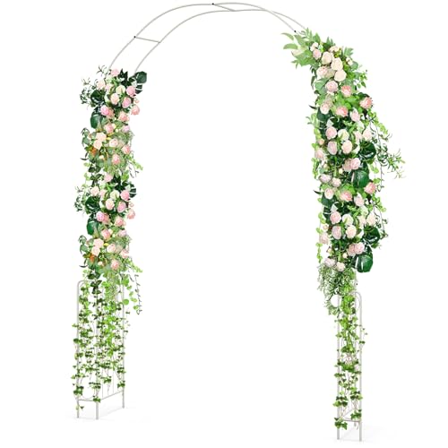 HOMASIS Rosenbogen Metall, Torbogen für Rosen & Kletterpflanzen, Gartenbogen für Hochzeit Gartentor Party, Rankhilfe Rankgitter Rosengitter Rosenhilfe Rosentor, 167 x 37 x 240 cm, Weiß von HOMASIS