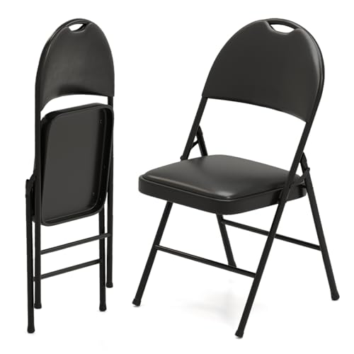 HOMASIS Set mit 2/4 Klapp-Bürostühlen, Esszimmerstühle, stapelbar, mit Metallrahmen und Tragegriff, Sessel für Schlafzimmer, Besprechungsraum (2, Modell 2) von HOMASIS