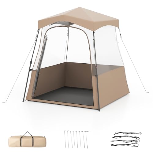 HOMASIS Transparentes Pop up Bubble Zelt, Wurfzelt mit klarer Sicht, faltbares Zelt mit Tragetasche & Bodenmatte, Wetterfest PVC Sportzelt, Outdoor Campingzelt für Sportveranstaltungen (180x180x193cm) von HOMASIS