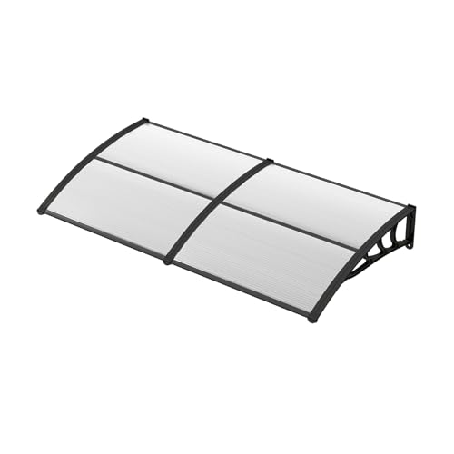 HOMASIS Vordach für Haustür, wasserdichte Überdachung mit UPF 50+, transparentes Pultvordach aus Aluminium und Polycarbonat, Haustürvordach für Tür Eingangbereiche (Grau, 200x100cm) von HOMASIS