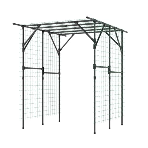 Homasis Großes Gartenspalier, Pergola aus Metall, PE-beschichtet, rostfrei, für Kletterpflanzen, hohe Struktur mit Stütznetz für Terrasse und Gemüsegarten von HOMASIS