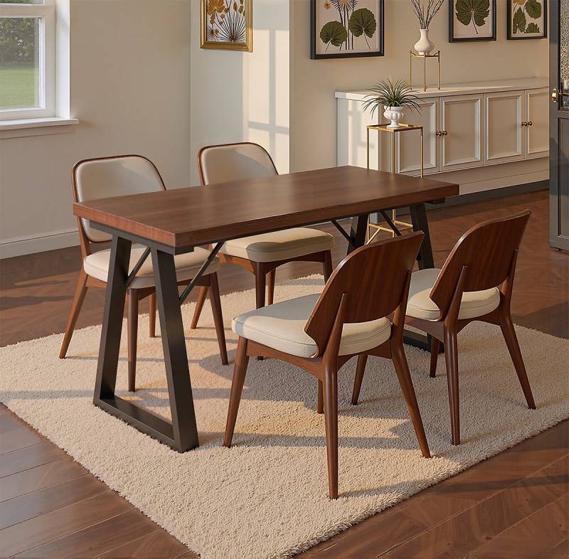HOMAVO Esstisch MDF-Tischplatte mit Marmor- oder Holzoptik, Metallgestell-Z2 (Einzeltisch), Sehr stabile Konstruktion, moderne Form von HOMAVO