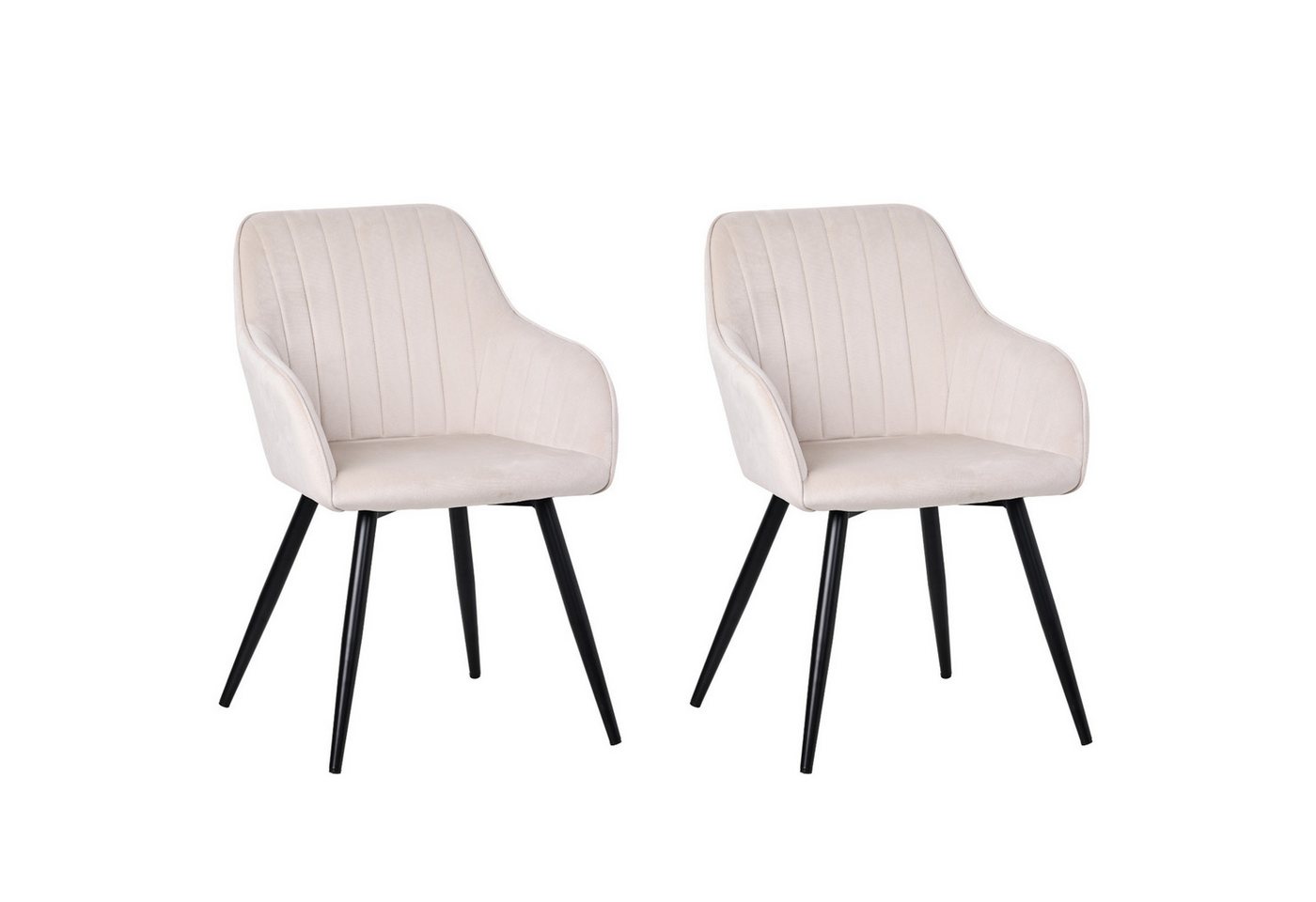 HOMAVO Esszimmerstuhl YZ5 Set 2 Stück in Samt mit Armlehnen-modernen Design (2er Set), Met armleuningen, stabile Metallbeine, modernes Design von HOMAVO