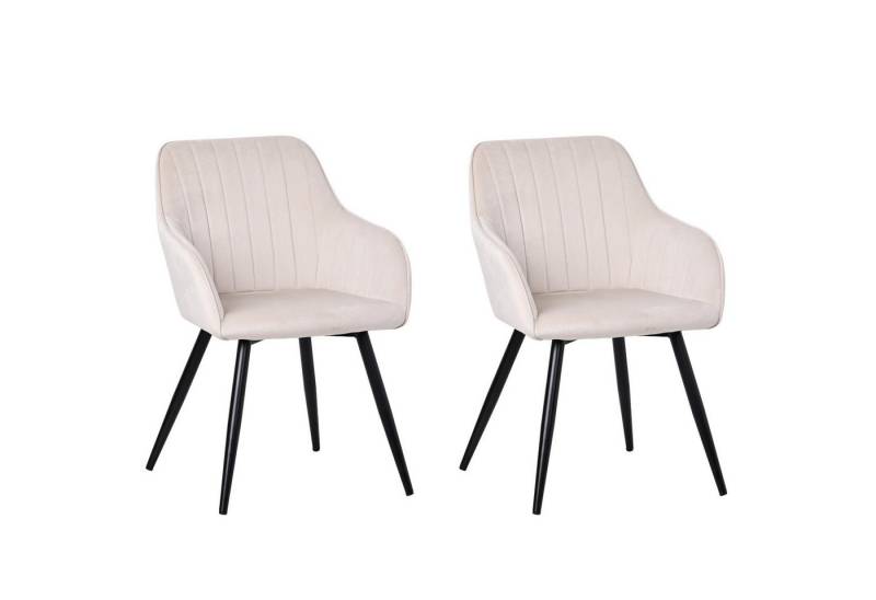 HOMAVO Esszimmerstuhl YZ5 Set 2 Stück in Samt mit Armlehnen-modernen Design (2er Set), Met armleuningen, stabile Metallbeine, modernes Design von HOMAVO