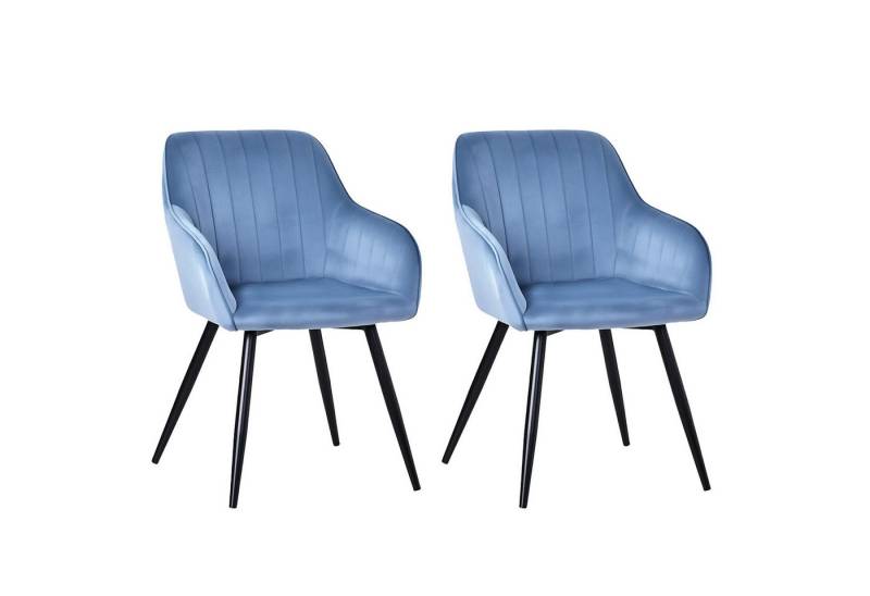 HOMAVO Esszimmerstuhl YZ5 Set 2 Stück in Samt mit Armlehnen-modernen Design (2er Set), Met armleuningen, stabile Metallbeine, modernes Design von HOMAVO