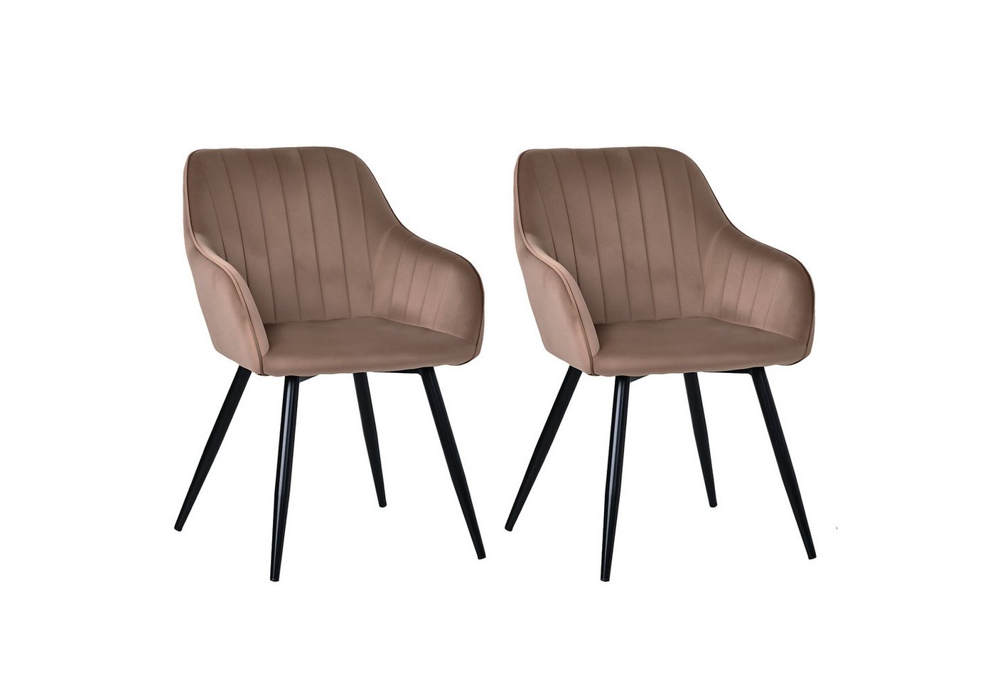 HOMAVO Esszimmerstuhl YZ5 Set 2 Stück in Samt mit Armlehnen-modernen Design (2er Set), Met armleuningen, stabile Metallbeine, modernes Design von HOMAVO