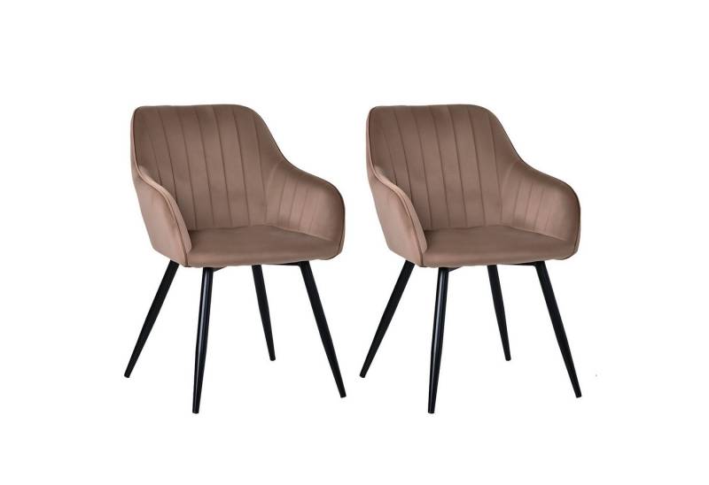 HOMAVO Esszimmerstuhl YZ5 Set 2 Stück in Samt mit Armlehnen-modernen Design (2er Set), Met armleuningen, stabile Metallbeine, modernes Design von HOMAVO