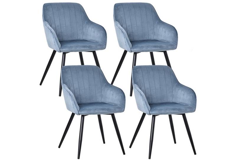 HOMAVO Esszimmerstuhl YZ5 Set 4 Stück in Samt mit Armlehnen-modernen Design (4er-Set), Met armleuningen, stabile Metallbeine, modernes Design von HOMAVO
