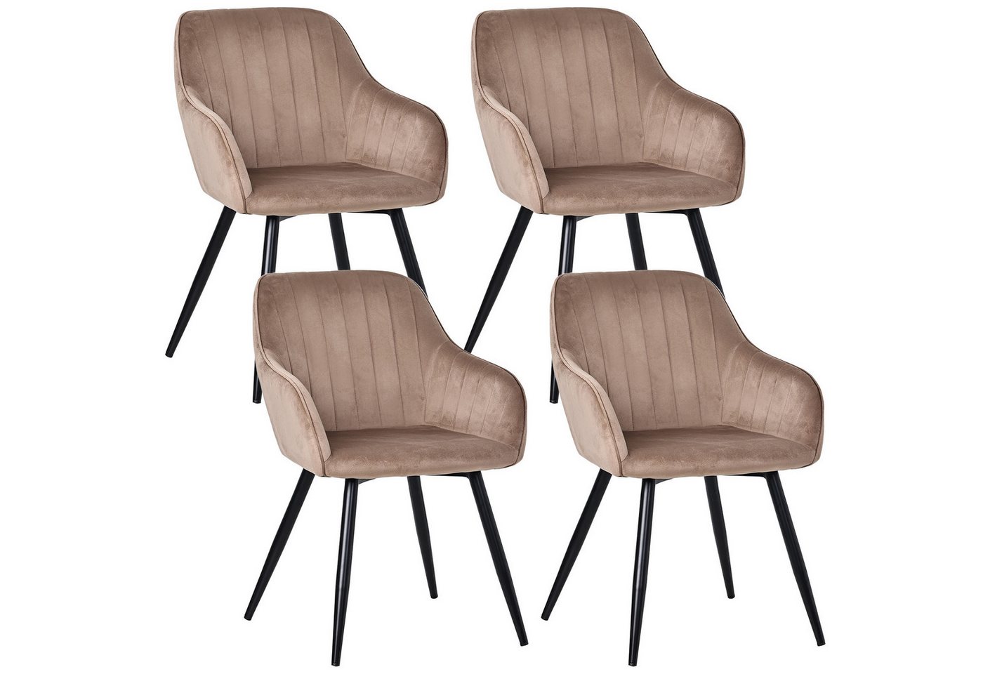 HOMAVO Esszimmerstuhl YZ5 Set 4 Stück in Samt mit Armlehnen-modernen Design (4er-Set), Met armleuningen, stabile Metallbeine, modernes Design von HOMAVO