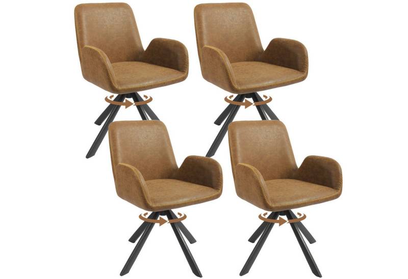 HOMAVO Esszimmerstuhl YZ7 Set 4 Stück mit Armlehnen in Drehbar Vintage-Look (4er-Set), 360° drehbar, vielseitig einsetzbar von HOMAVO