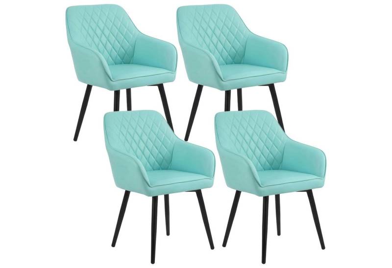 HOMAVO Esszimmerstuhl YZ8 mit Armlehnen in Stoff oder Kunstleder (4er-Set), mit Armlehnen, moderne Rautensteppung, weiche Polsterung von HOMAVO