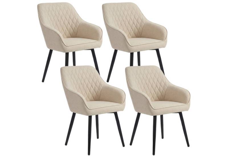 HOMAVO Esszimmerstuhl YZ8 mit Armlehnen in Stoff oder Kunstleder (4er-Set), mit Armlehnen, moderne Rautensteppung, weiche Polsterung von HOMAVO