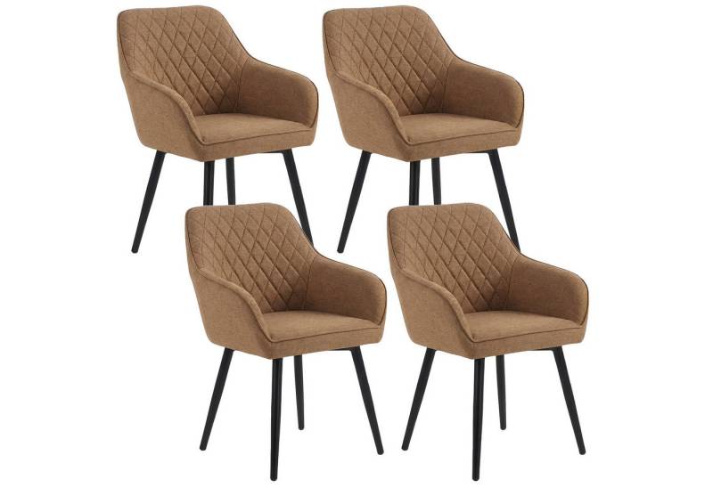 HOMAVO Esszimmerstuhl YZ8 mit Armlehnen in Stoff oder Kunstleder (4er-Set), mit Armlehnen, moderne Rautensteppung, weiche Polsterung von HOMAVO