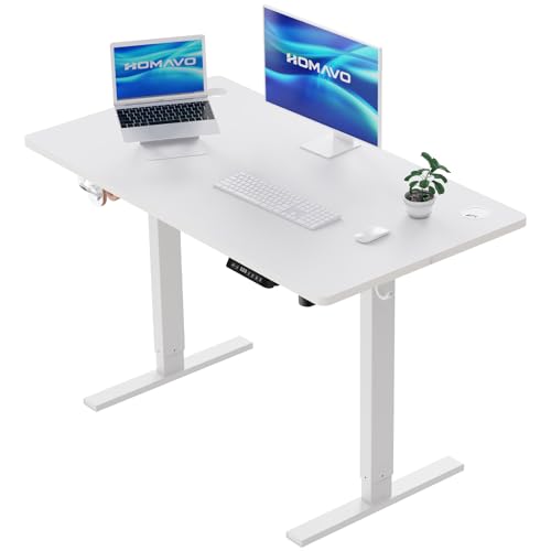 HOMAVO Höhenverstellbarer Schreibtisch 120x60cm,Schnelles Laden USB-A/Typ C,Elektrischer Schreibtisch mit Memory- und Rebound-Funktion, Schreibtisch Höhenverstellbar Elektrisch (70–119 cm) von HOMAVO