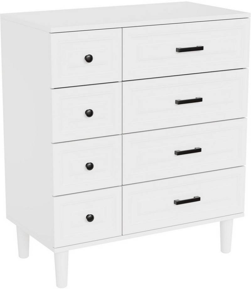 HOMAVO Kommode DG3 mit 8 Schubladen– modernes Design mit Füßen-75x40x87 cm, FSC®-zertifiziert, pflegeleicht, Innenprägung-Front mit Tiefziehfolie von HOMAVO