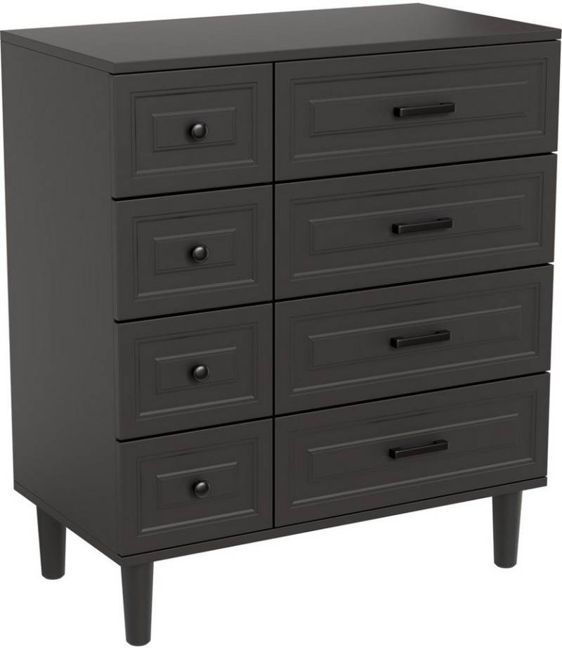HOMAVO Kommode DG3 mit 8 Schubladen– modernes Design mit Füßen-75x40x87 cm, FSC®-zertifiziert, pflegeleicht, Innenprägung-Front mit Tiefziehfolie von HOMAVO