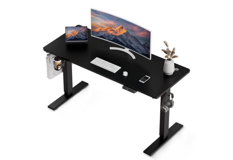 HOMAVO Schreibtisch Elektrisch höhenverstellbarer Schreibtisch Memory-Funktion, USB/Typ C,Länge 120 cm, 140 cm, zwei Größen (18 mm Schreibtischplatte) von HOMAVO