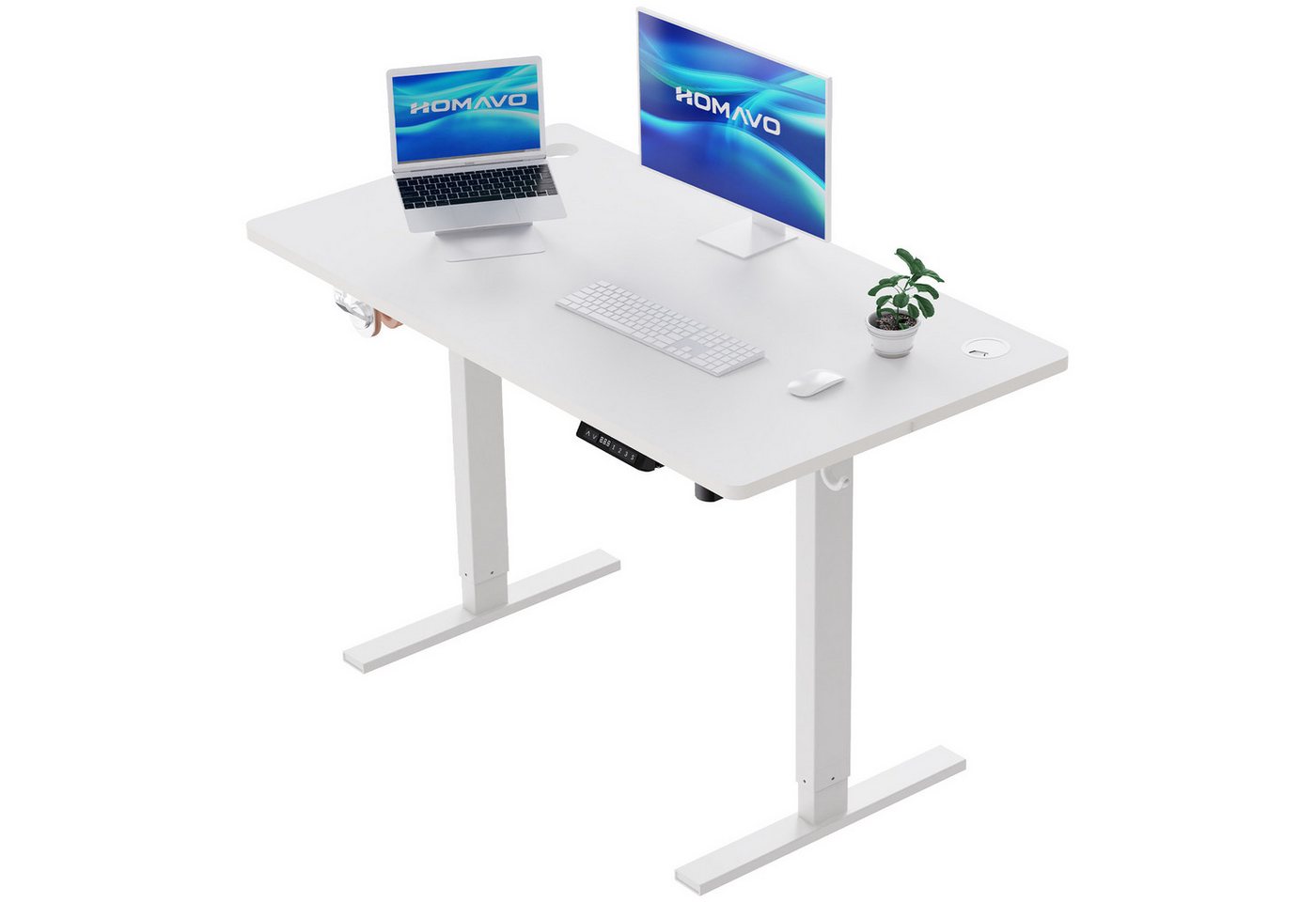 HOMAVO Schreibtisch Höhenverstellbarer schreibtisch mit Memory- und Rebound-Funktion, USB/Typ C,Länge 120 cm, Länge 140, zwei Größen von HOMAVO