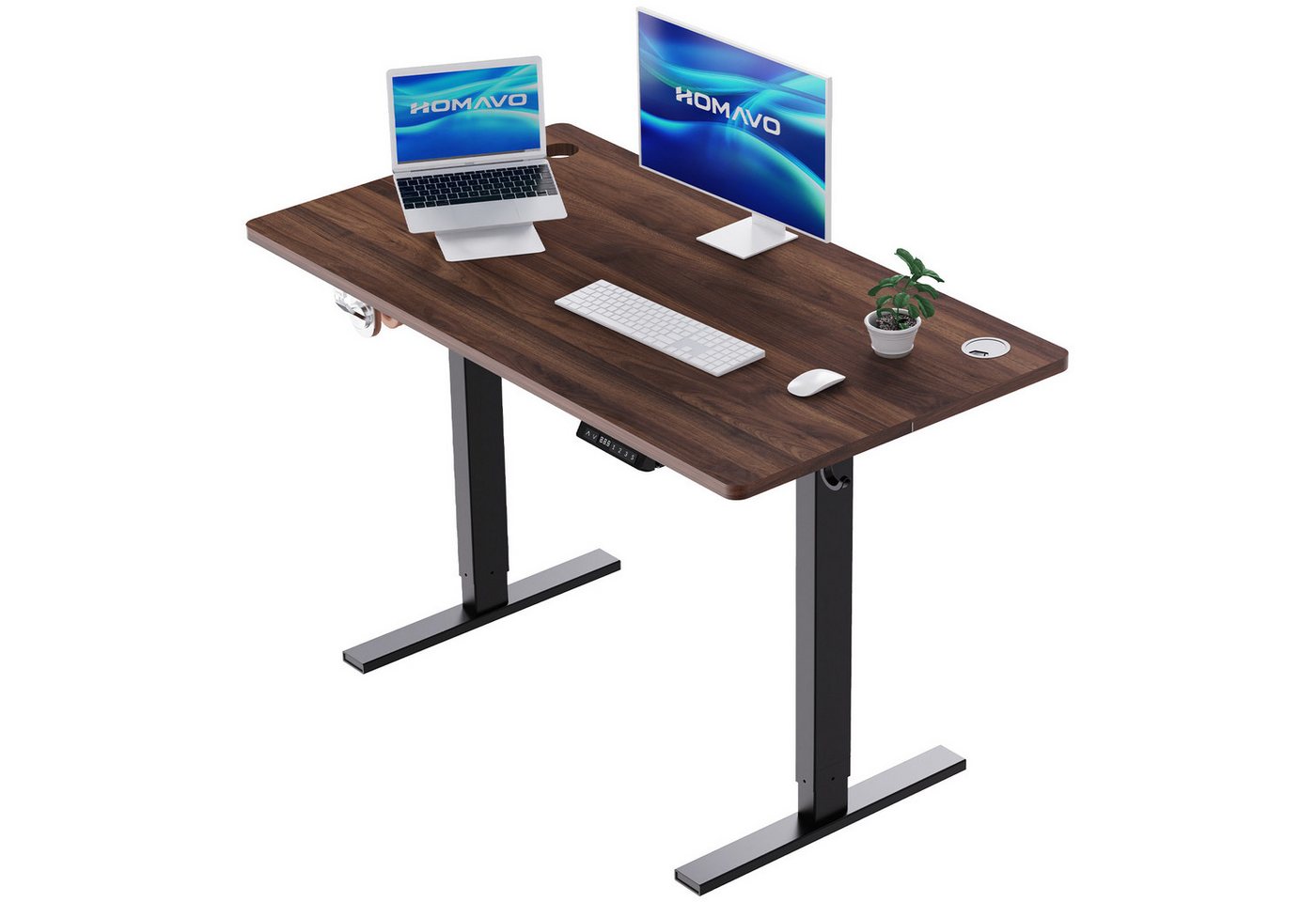 HOMAVO Schreibtisch Höhenverstellbarer schreibtisch mit Memory- und Rebound-Funktion, USB/Typ C,Länge 120 cm, Länge 140, zwei Größen von HOMAVO