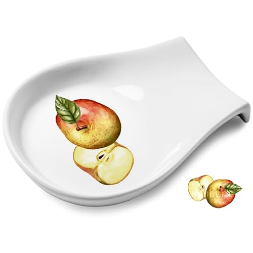 Apple Keramik-Löffelablage, weiße Löffelablage für Herdplatte, Löffelhalter für Küchentheke, Küchendekoration und Zubehör, 14 cm von HOMBENE DINNERWARE NOT ONLY FOR DINNER