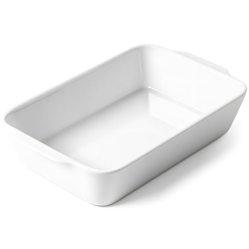 HOMBENE Auflaufform, kleine Keramik-Backform, Lasagneform für Ofen, Backgeschirr zum Backen, Küchendekoration, mikrowellengeeignet, Dinnerparty (15 x 25,9 cm), Weiß, 1,2 l von HOMBENE DINNERWARE NOT ONLY FOR DINNER