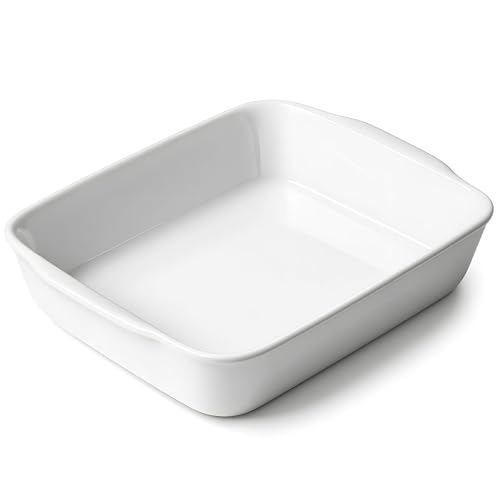 HOMBENE Keramik-Backform, 1,2 l, weiße Auflaufform, Lasagnepfanne für Ofen, Backgeschirr zum Backen, Küchendekoration, mikrowellengeeignet, Dinnerparty (18 x 23,1 cm) von HOMBENE DINNERWARE NOT ONLY FOR DINNER