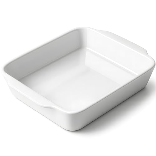 HOMBENE Keramik-Backform mit Lasagnepfanne für Ofen, Keramik-Backform, Küchendekoration, mikrowellengeeignet, Abendessen, Hochzeit, 23,9 x 30 cm, Weiß, 3 l von HOMBENE DINNERWARE NOT ONLY FOR DINNER