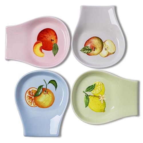 Keramik-Löffelablage-Set für 4 Stück, gemischte Farben, Löffelablage für Herdplatte, Löffelhalter für Küchentheke, Küchendekoration und Zubehör, 11,4 cm von HOMBENE DINNERWARE NOT ONLY FOR DINNER