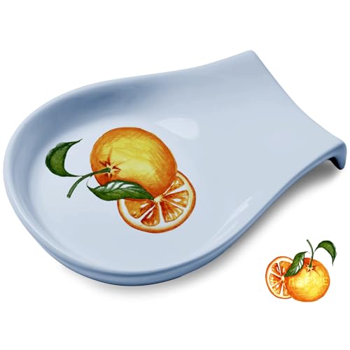 Orange Keramik-Löffelablage, blaue Löffelablage für Herdplatte, Löffelhalter für Küchentheke, Bauernhaus-Dekoration, 11,4 cm Orange Keramik-Löffelablage, blaue Löffelablage für Herdplatte, Löffelhalter für Küchentheke, Bauernhaus-Dekoration, 11,4 cm von HOMBENE DINNERWARE NOT ONLY FOR DINNER