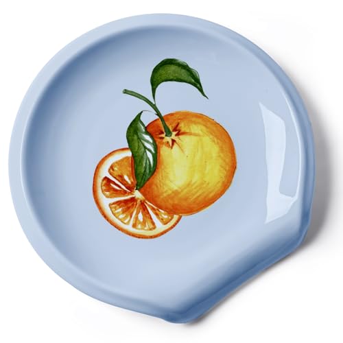 Orange Keramik-Löffelablage, blaue Löffelablage für Herdplatte, Löffelhalter für Küchentheke, Bauernhaus-Dekoration, 14 cm von HOMBENE DINNERWARE NOT ONLY FOR DINNER