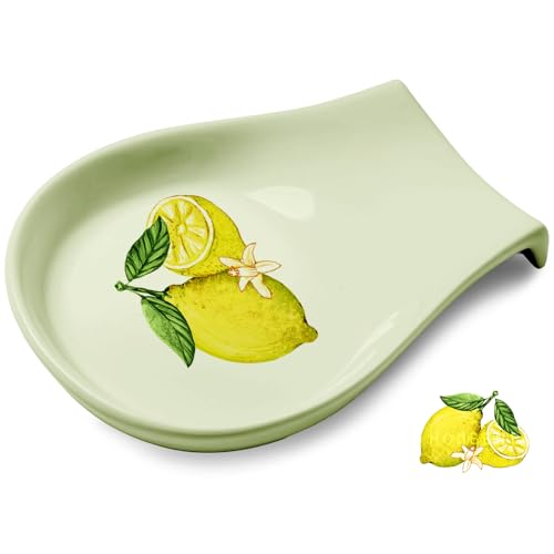 Zitronen-Keramik-Löffelablage, hellgrüne Löffelablage für Herdplatte, Löffelhalter für Küchentheke, Zitronen-Dekor, 11,4 cm Zitronen-Keramik-Löffelablage, hellgrüne Löffelablage für Herdplatte, Löffelhalter für Küchentheke, Zitronen-Dekor, 11,4 cm von HOMBENE DINNERWARE NOT ONLY FOR DINNER