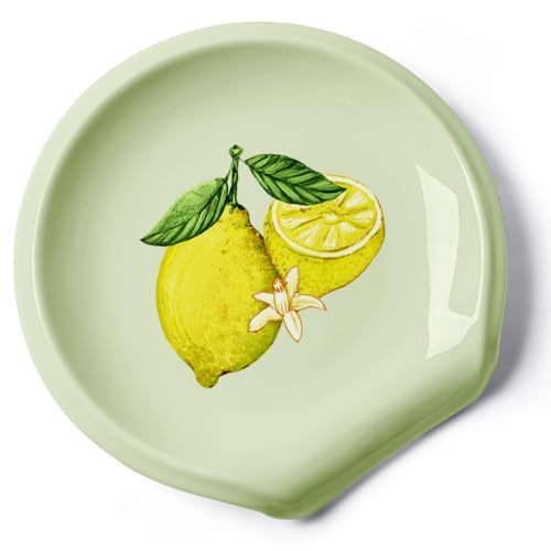 Zitronen-Keramik-Löffelablage, hellgrüne Löffelablage für Herdplatte, Löffelhalter für Küchentheke, Zitronen-Dekor, 14 cm von HOMBENE DINNERWARE NOT ONLY FOR DINNER