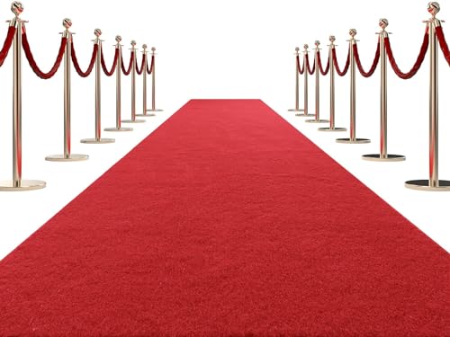 HOMBYS Extra dicker roter Teppichläufer für Veranstaltungen, 7,6 x 9,2 m, rutschfest, roter Gang, Landebahn-Teppich für Party, Hochzeit und besondere Anlässe von HOMBYS