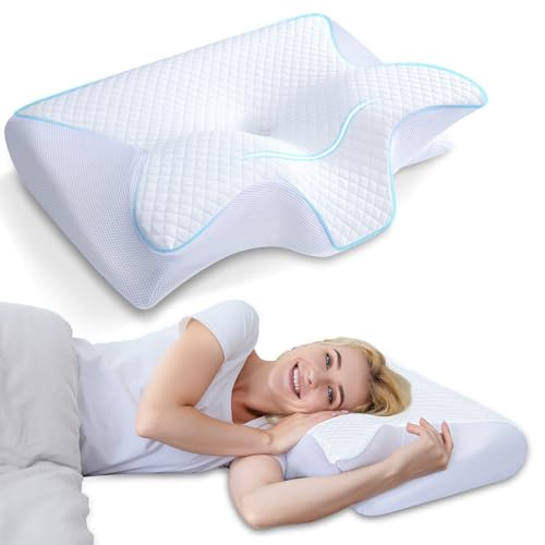 HOMCA Nackenkissen Orthopädisches Kissen Memory Foam Kissen 2 in 1 Nackenstützkissen Ergonomisches Kopfkisse für Rücken-, Seiten- und Bauchschläfer, 60 x 13/11 x 40 cm von HOMCA