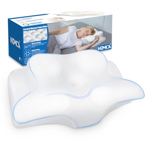 HOMCA Nackenkissen Kopfkissen, Memory Foam Ergonomisches Kopfkissen mit 3D-Kühlung Kissenbezug, für die Rücken-, Seiten- oder Bauchlage, 62 x 41 x 11/13 cm Memory Foam Pillow von HOMCA