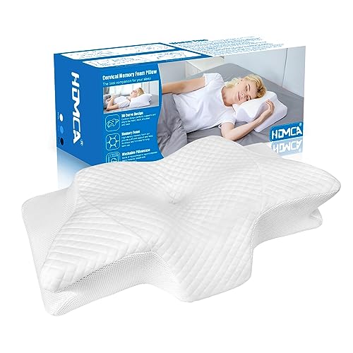 HOMCA Nackenkissen Orthopädisches Kissen Memory Foam Antischnarch Kopfkissen Ergonomisches Nackenstützkissen Kopfkissen Pillow für Rücken, Seiten und Bauchschläfer,60 * 35 * 11/13 cm von HOMCA