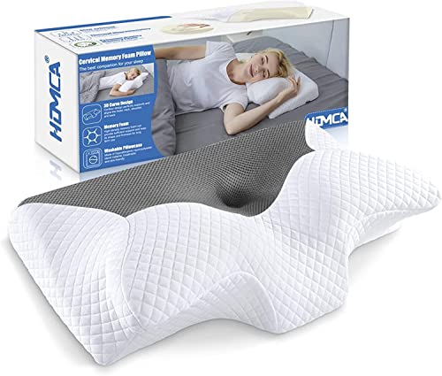 HOMCA Orthopädisches Kissen Memory Foam Nackenstützkissen Ergonomisches Kopfkissen für Seitenschläfer Rückenschläfer und Bauchschläfer, Waschbare Kisseneinzug, Grau von HOMCA