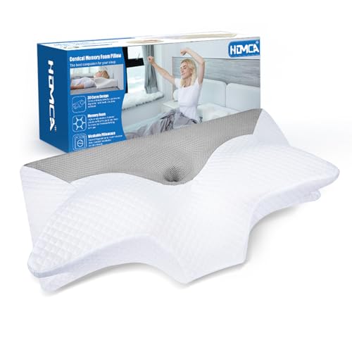 HOMCA Orthopädisches Kissen Memory Foam Nackenstützkissen für HWS Ergonomisches Kopfkissen für Rücken-, Seiten- und Bauchschläfer, Grau, 70 x 40 x 8.5/14cm von HOMCA
