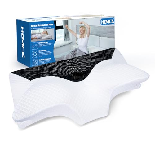 HOMCA Orthopädisches Kissen Memory Foam Nackenstützkissen für HWS Ergonomisches Kopfkissen für Rücken-, Seiten- und Bauchschläfer, Schwarz, 70 x 40 x 8.5/14cm von HOMCA