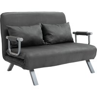 2-Sitzer Schlafsofa mit Armlehne 3-in-1 Schlafsessel Gästebett Klappmatratze Klappbett Chaiselongue Multifunktion Wildlederimitat Grau 2-Sitzer Schlafsofa mit Armlehne 3-in-1 Schlafsessel Gästebett Klappmatratze Klappbett Chaiselongue Multifunktion Wildlederimitat Grau von HOMCOM