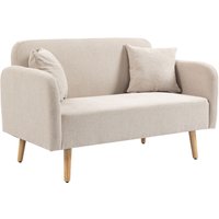 2 Sitzer Sofa Couch mit 2 Wurfkissen gepolsterter Doppelsofa mit Samtopik von HOMCOM