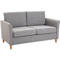 2-Sitzer Sofa abnehmbar mit Kissen 200 kg-Belastbarkeit Schaumstoff Hellgrau 141 x 70 x 78 cm von HOMCOM