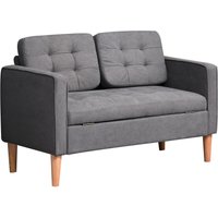 2-Sitzer Sofa Stoffsofa Doppelsofa abnehmbar mit Kissen Gummiholz Baumwoll Grau 117 x 62 x 78 cm von HOMCOM