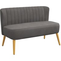 2-Sitzer Sofa Zweisitzer, Loveseat mit Leinenoptik, Holzbeine, Dunkelgrau von HOMCOM