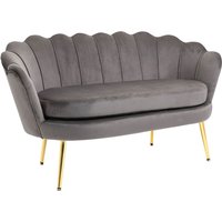 2-Sitzer Stoffsofa Zweisitzer Loungesofa Samt Polyester Grau 133 x 63 x 75 cm von HOMCOM