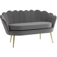 Homcom - 2-Sitzer Stoffsofa mit weichen und großzügigen Kissen Grau 133 x 63 x 75 cm - Grau von HOMCOM